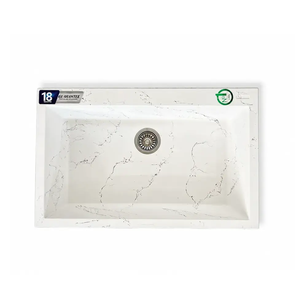 سینک گرانیتی توکار تک لگن سامکو مدل 508 سفید رگه مشکی 50*80 سانتی متر